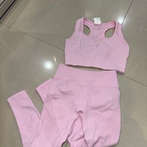 BuffBunny Pink Leggings and Crop Top Set